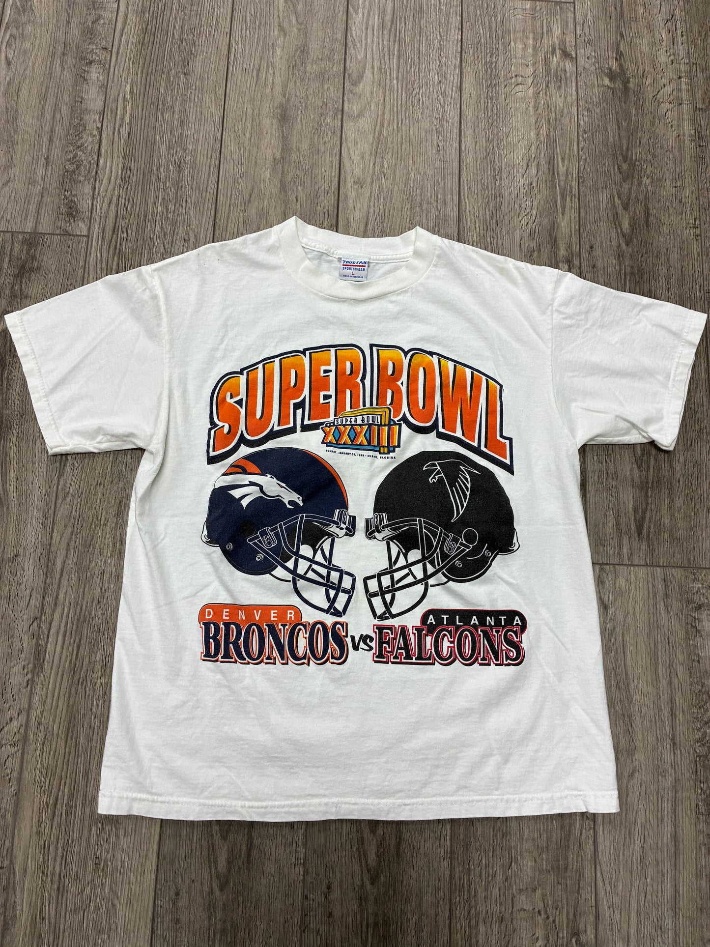 L - vintage 1999 Super Bowl Broncos VS Falcons T-Shirt