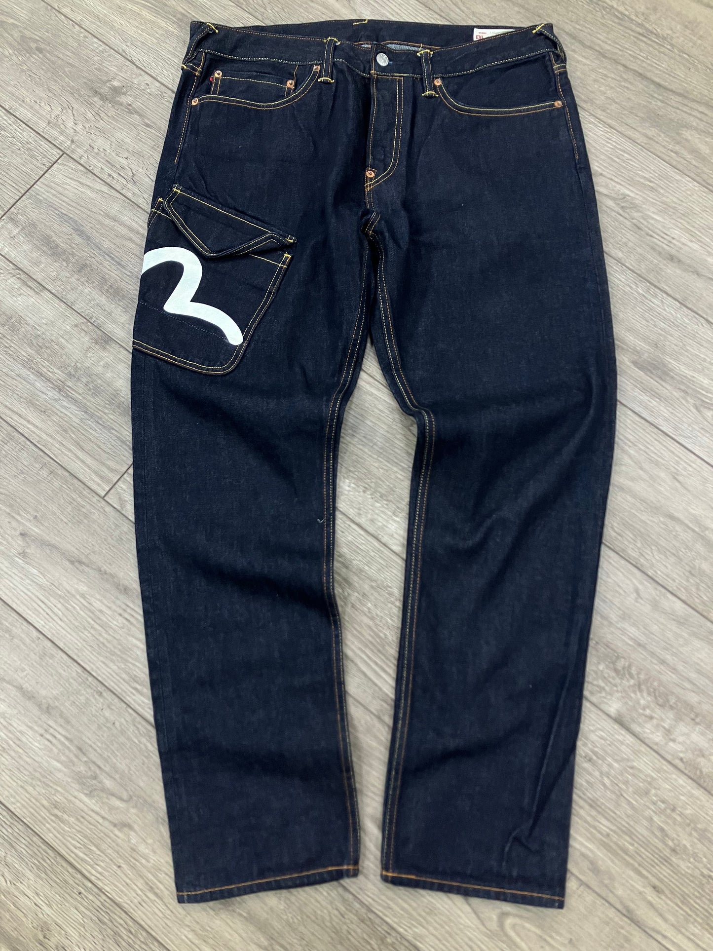 36 - Evisu Multi-Pocket Red Seagull Selvedge Jeans