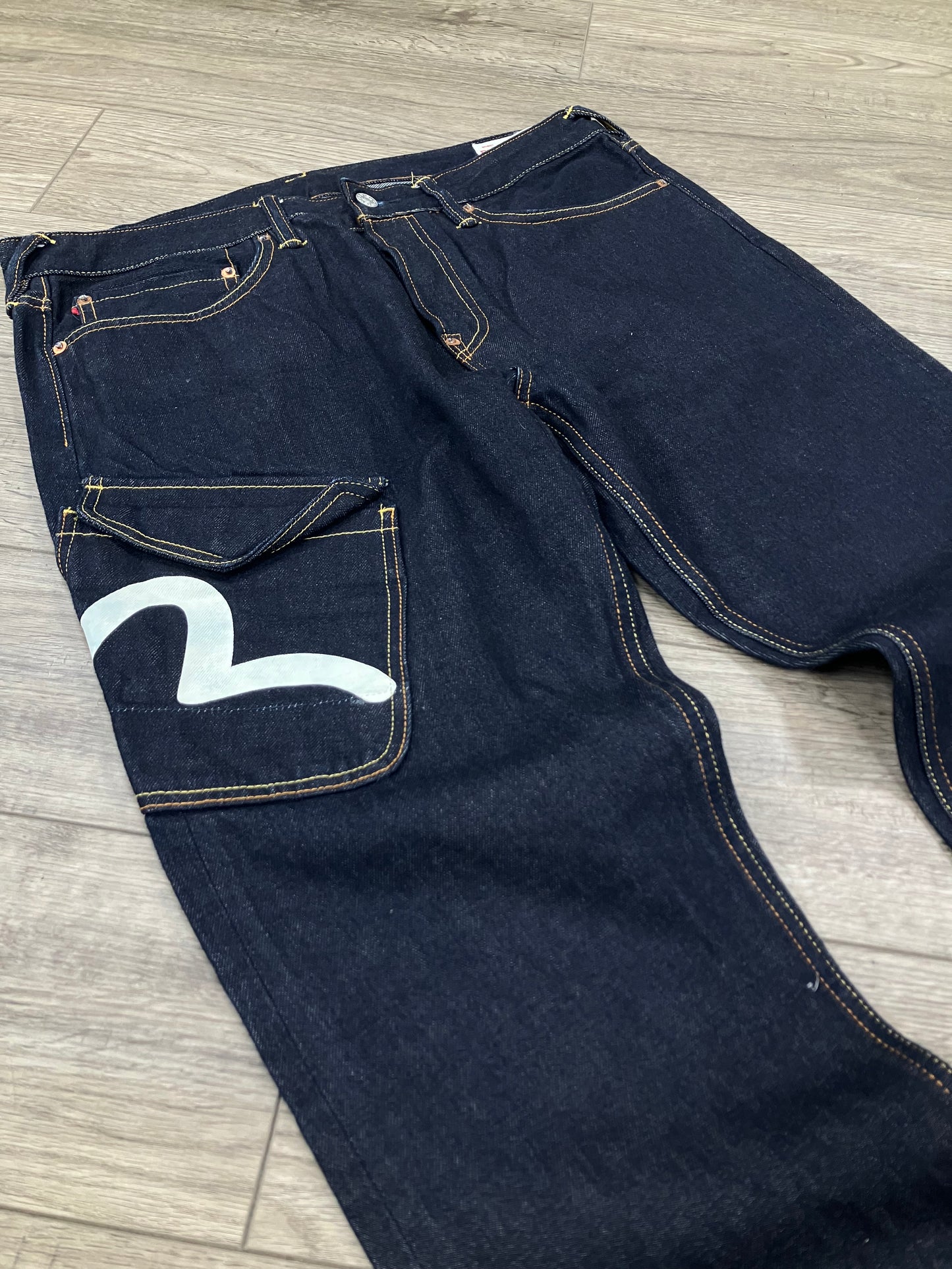36 - Evisu Multi-Pocket Red Seagull Selvedge Jeans