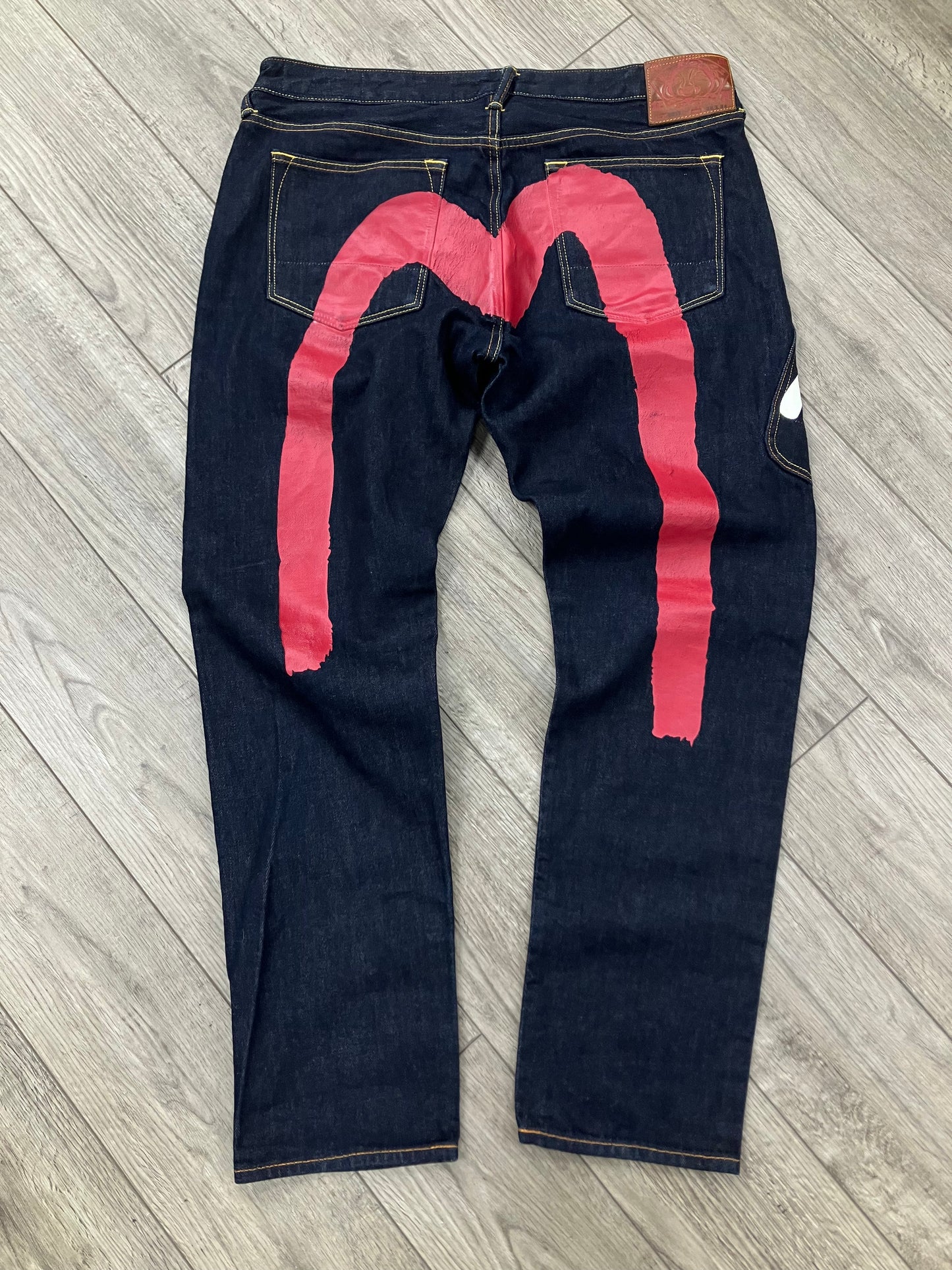 36 - Evisu Multi-Pocket Red Seagull Selvedge Jeans