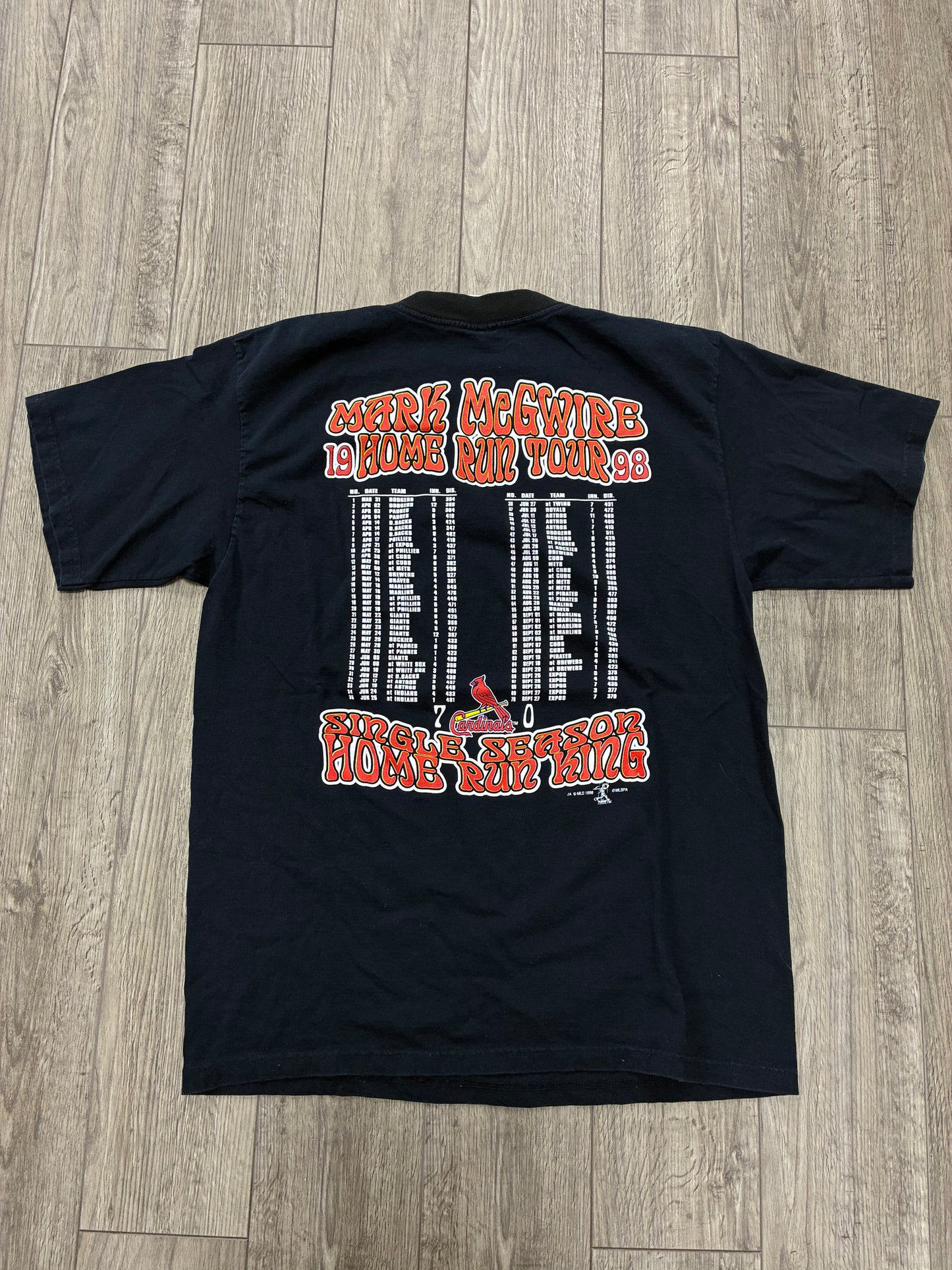 XL - Vintage 1998 Mark McGwire Home Run Tour Cardinals Black T-Shirt