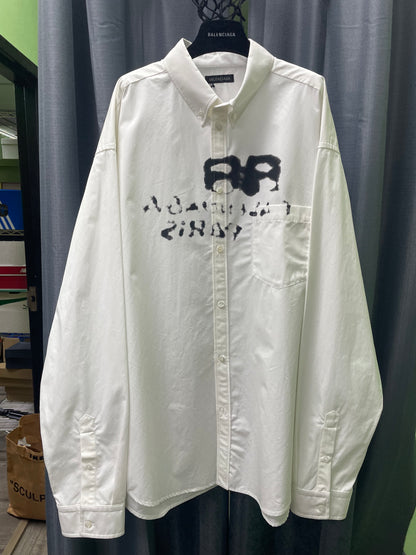 40/L-Balenciaga Hand Drawn BB Button Up