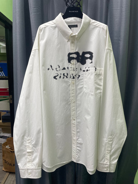 40/L-Balenciaga Hand Drawn BB Button Up