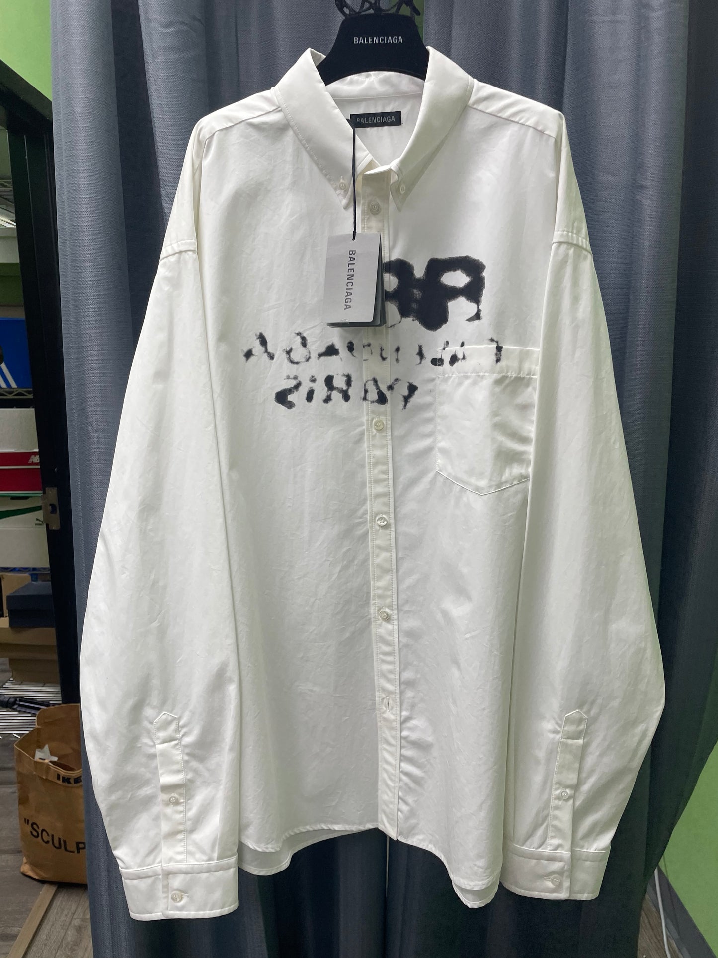 40/L-Balenciaga Hand Drawn BB Button Up