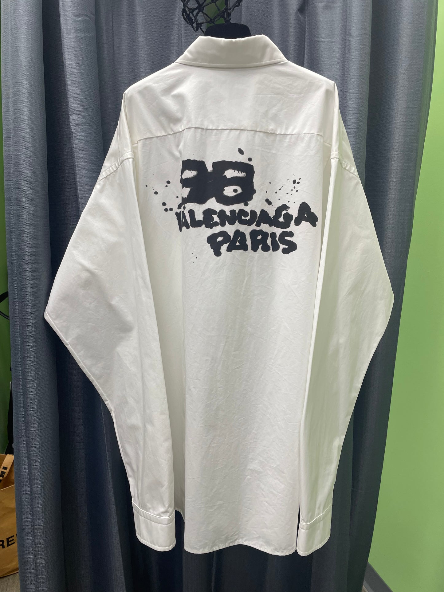 40/L-Balenciaga Hand Drawn BB Button Up