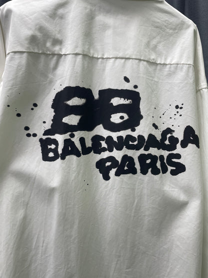 40/L-Balenciaga Hand Drawn BB Button Up