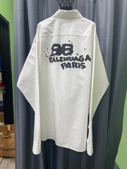 40/L-Balenciaga Hand Drawn BB Button Up