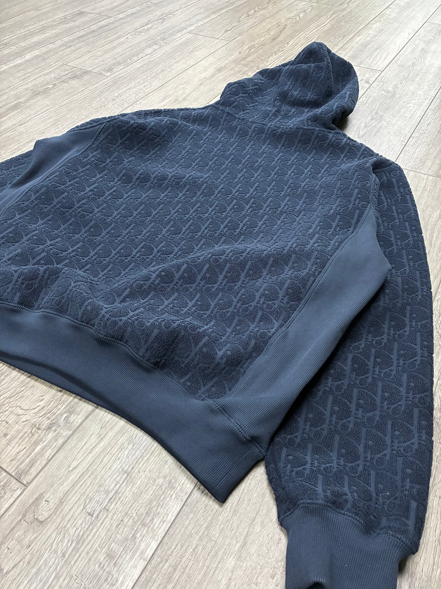 3XL - Dior Oblique Navy Terry Cotton Hooded Sweatshirt