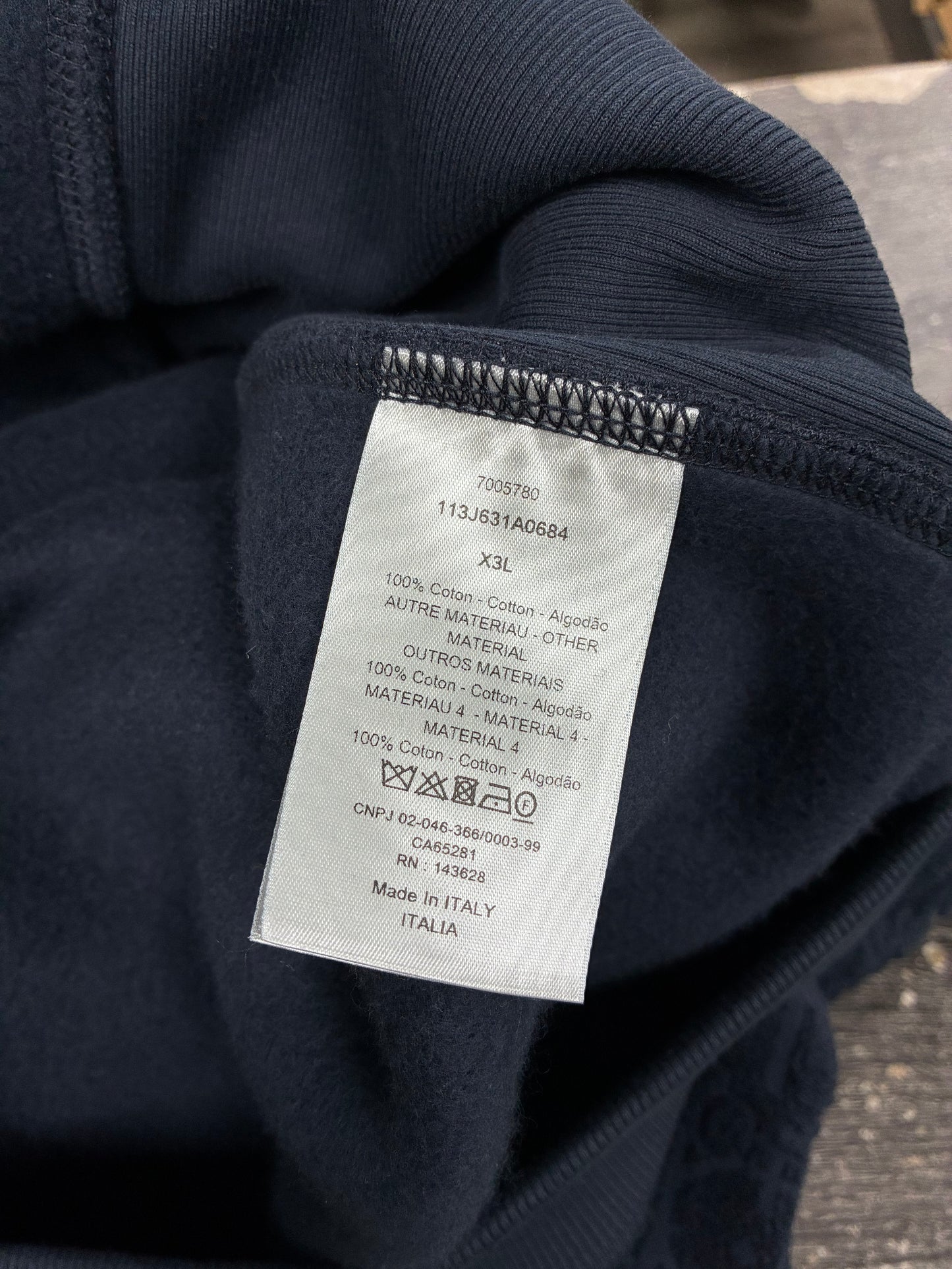 3XL - Dior Oblique Navy Terry Cotton Hooded Sweatshirt