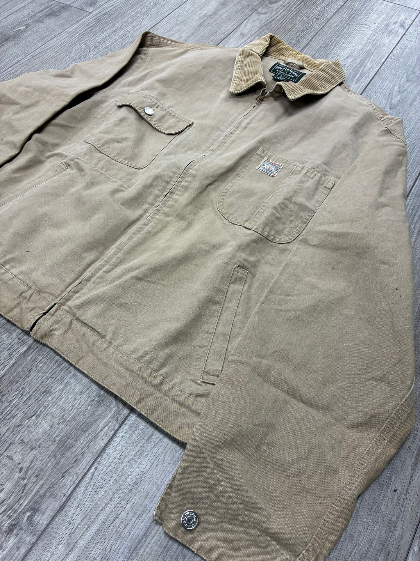 L - Vintage Polo Country Ralph Lauren Khaki Canvas Work Jacket