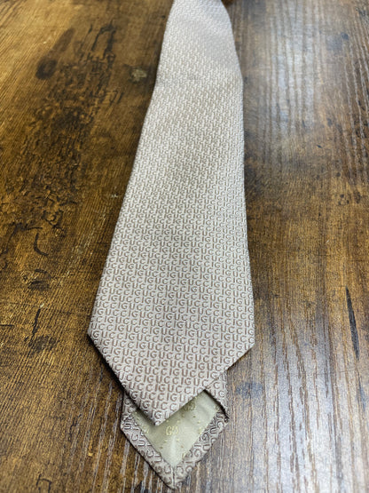 Gucci Spell Out Monogram Beige Tie