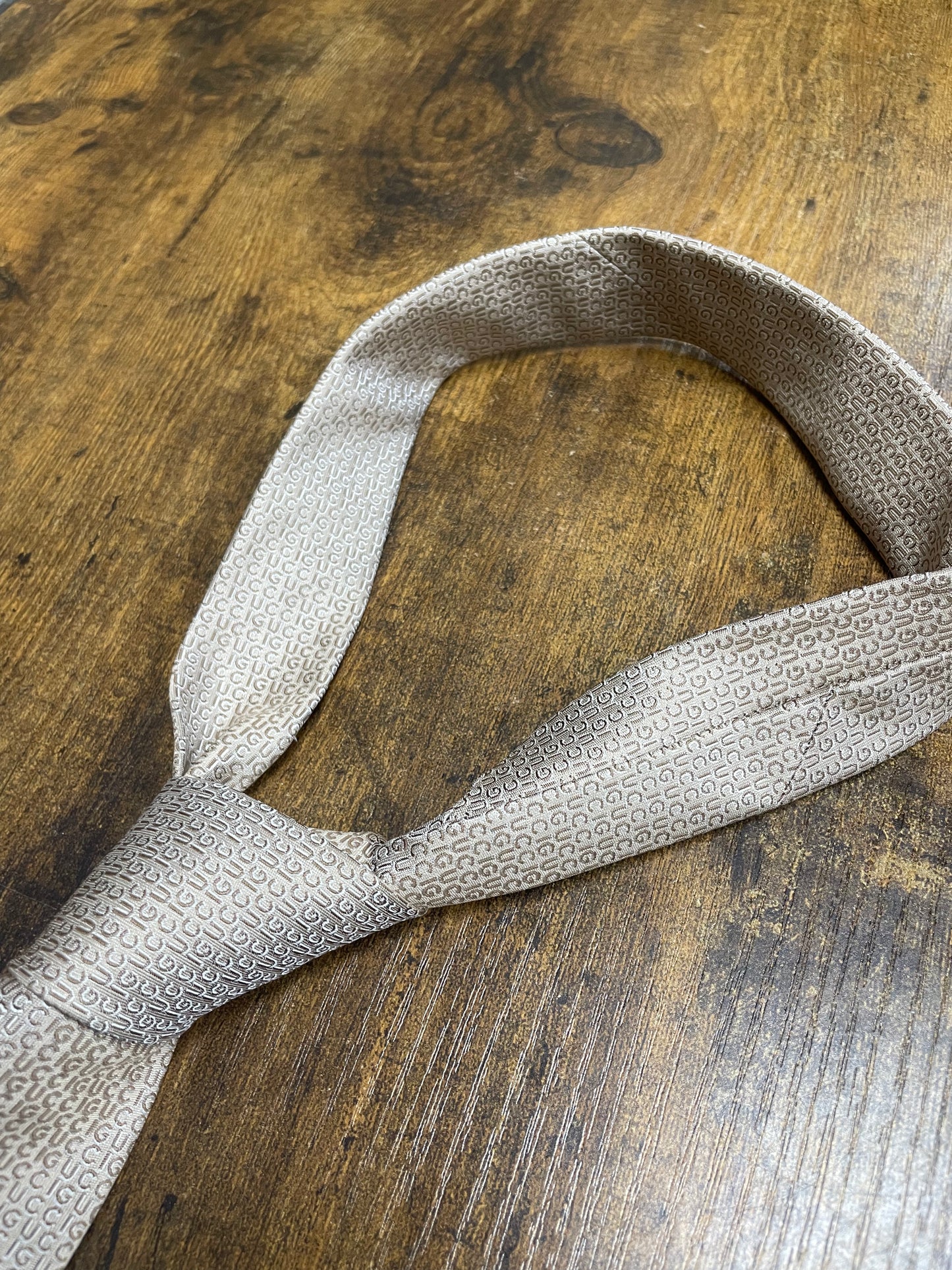 Gucci Spell Out Monogram Beige Tie