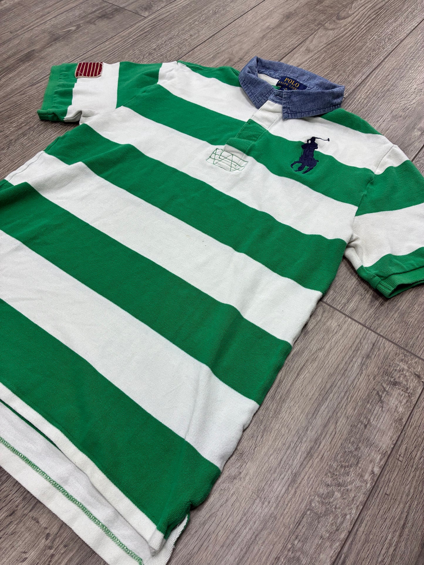 XL - Polo Ralph Lauren Denim Collar Striped Rugby Shirt