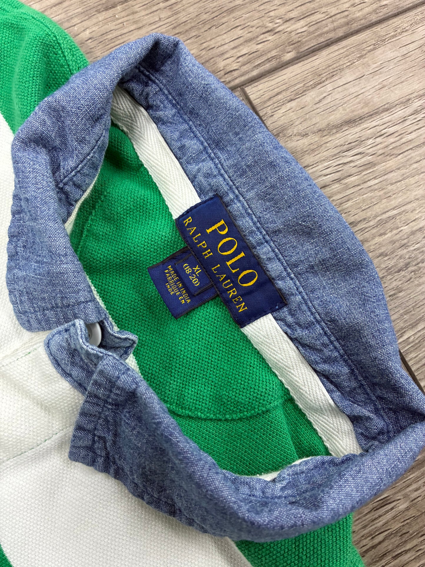 XL - Polo Ralph Lauren Denim Collar Striped Rugby Shirt