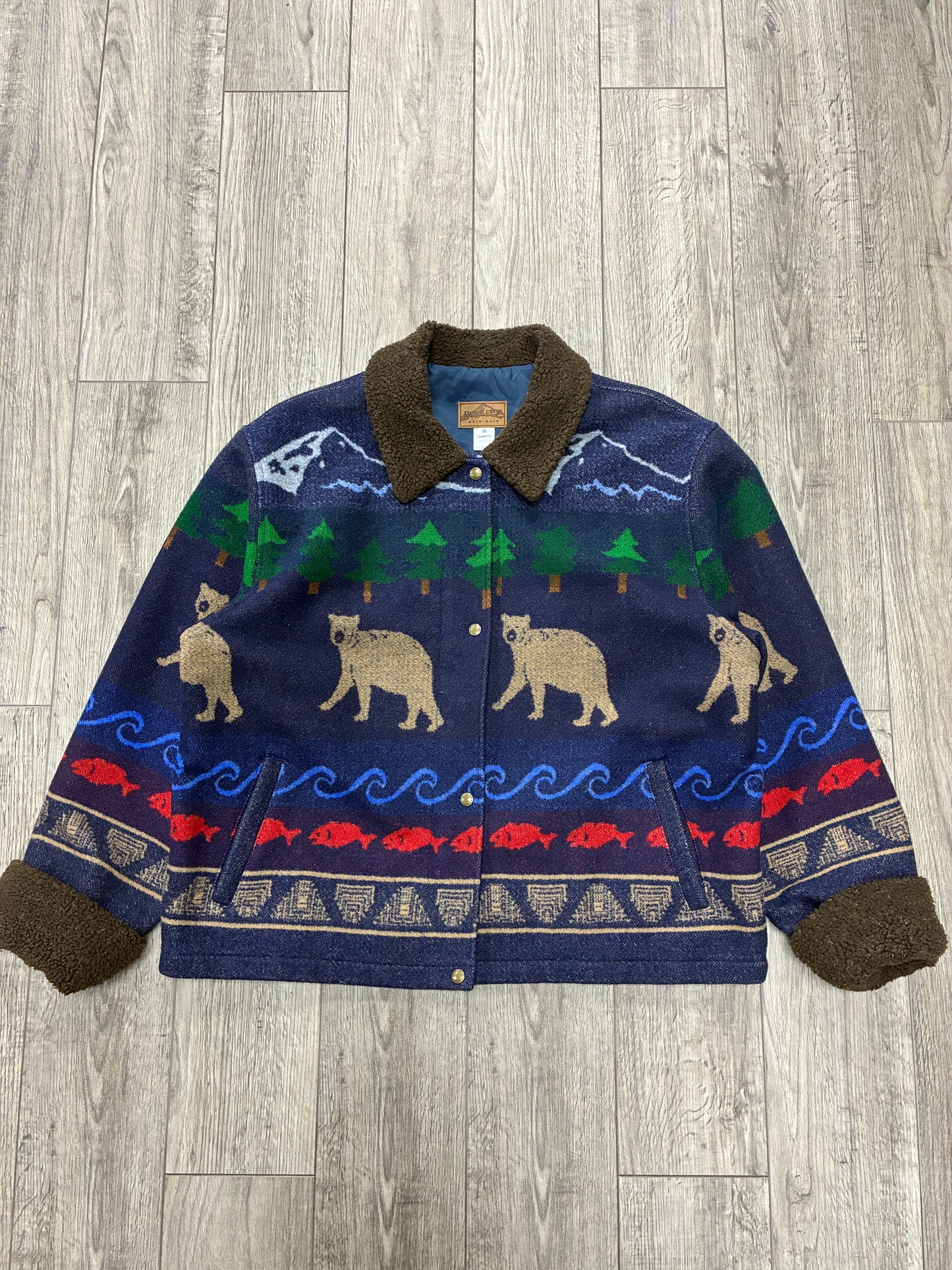 XL - Vintage Pendleton Scenic Bears Wool Blanket Jacket