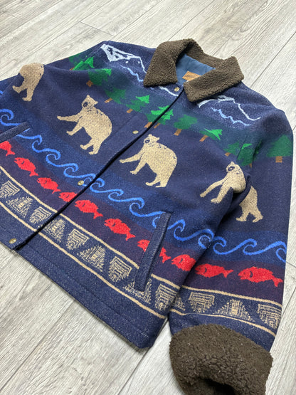 XL - Vintage Pendleton Scenic Bears Wool Blanket Jacket