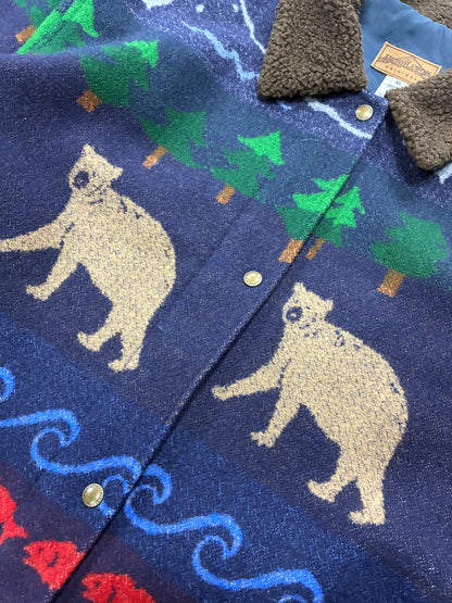 XL - Vintage Pendleton Scenic Bears Wool Blanket Jacket