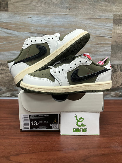 Jordan 1 Retro Low OG SP Travis Scott Medium Olive PS Size 13C