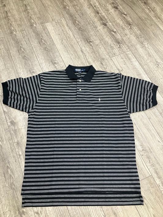 L-Polo Black White Striped shirt