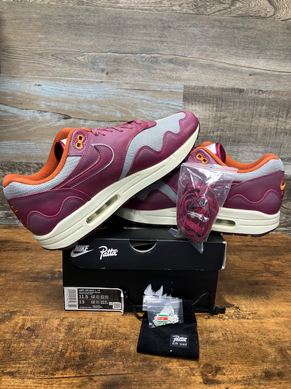 11.5-Air Max 1 Patta Rush Maroon