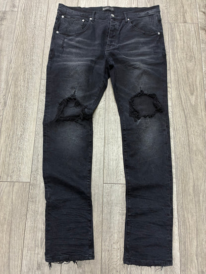 38 - Purple Brand P002 Blowout Knee Straight Slim Jeans