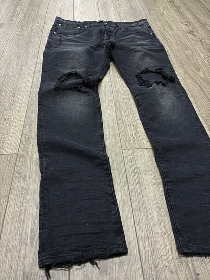 38 - Purple Brand P002 Blowout Knee Straight Slim Jeans