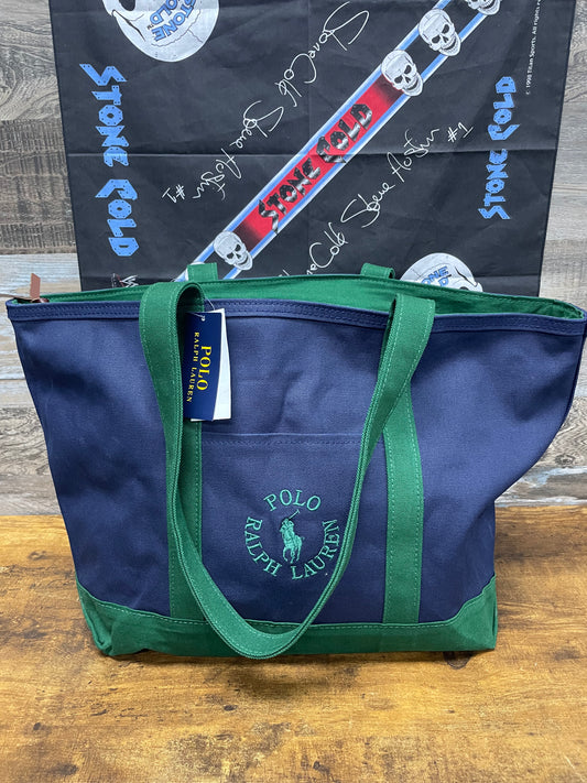 OS-Polo Ralph Lauren Logo Embroidered Canvas Tote Bag Forest Green