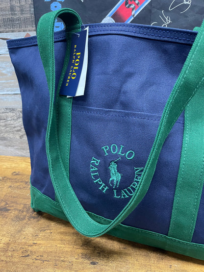 OS-Polo Ralph Lauren Logo Embroidered Canvas Tote Bag Forest Green