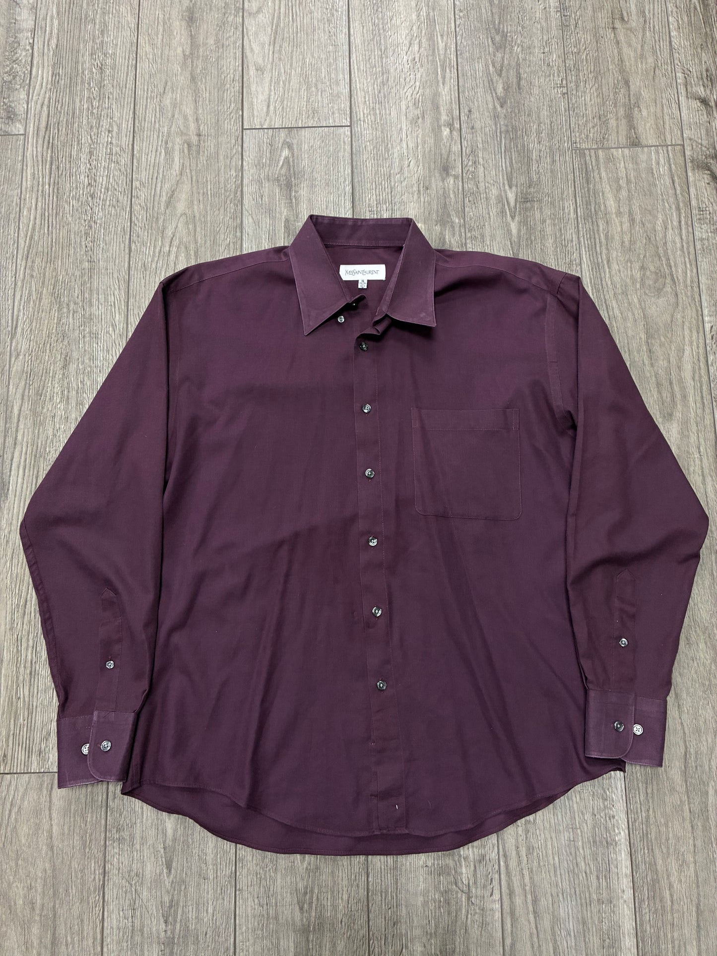 L - Vintage Yves Saint Laurent Rich Plum Long Sleeve Button Up Shirt