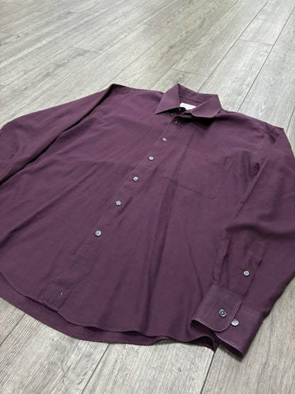 L - Vintage Yves Saint Laurent Rich Plum Long Sleeve Button Up Shirt