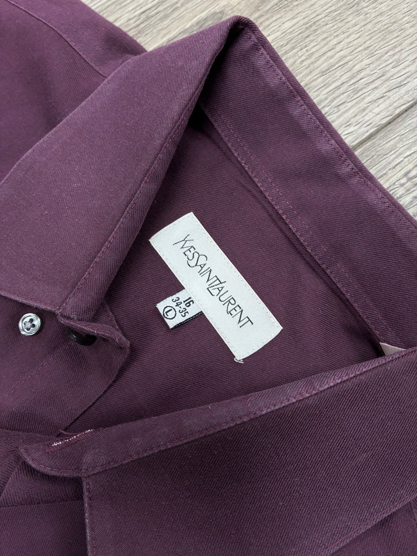L - Vintage Yves Saint Laurent Rich Plum Long Sleeve Button Up Shirt
