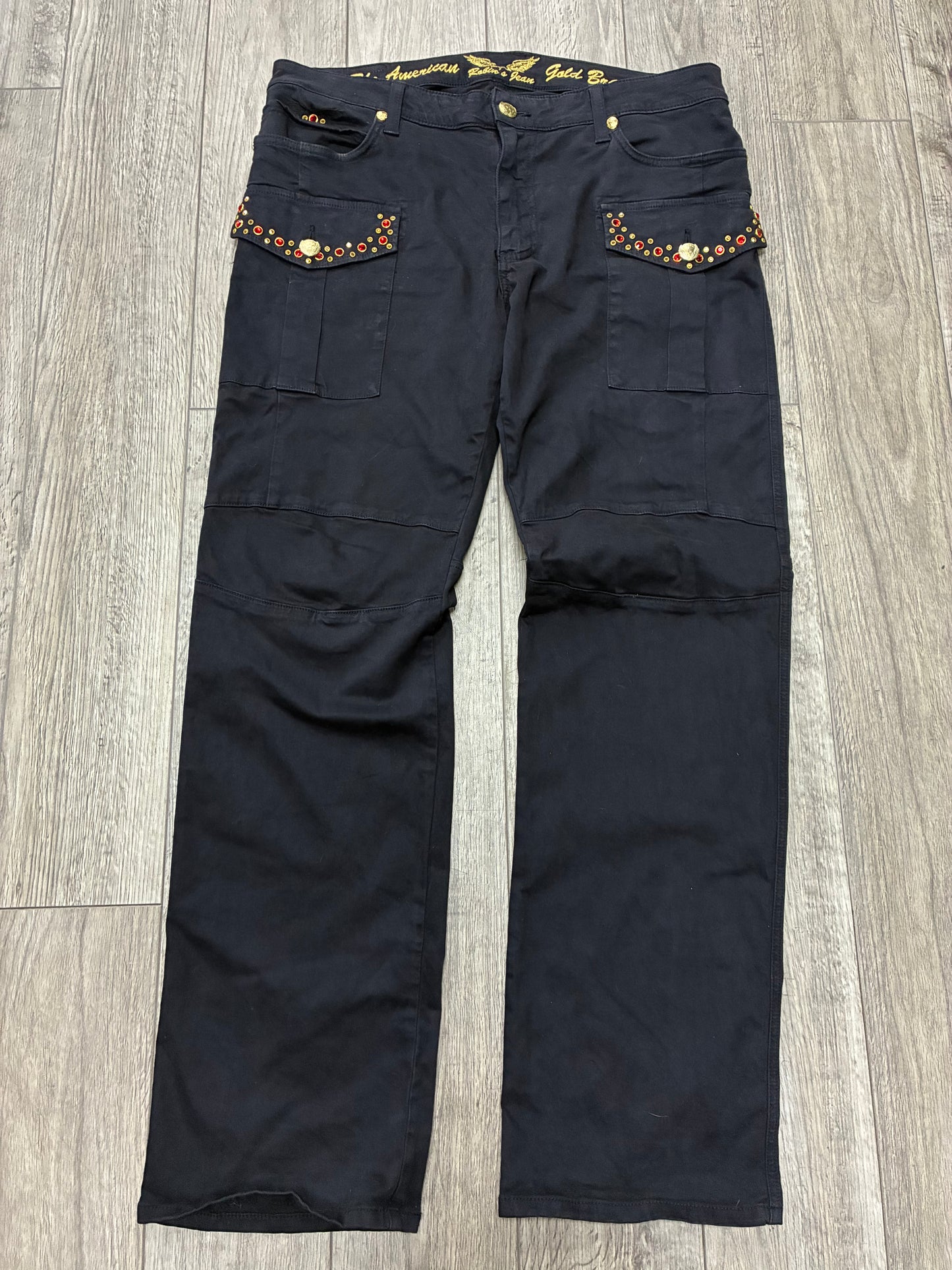 36 - Robin’s Jeans Black Cargo Crystal Embellished Jeans