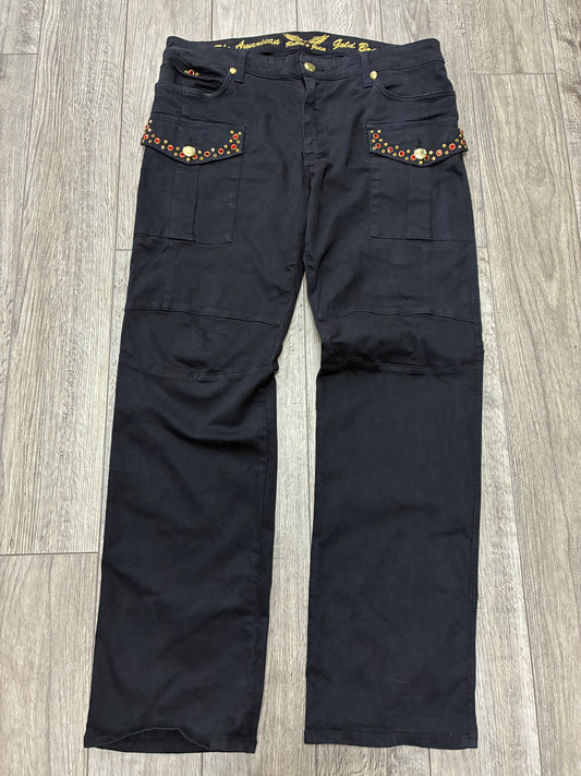 36 - Robin’s Jeans Black Cargo Crystal Embellished Jeans