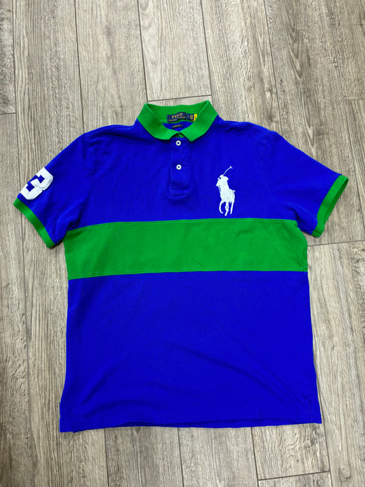 M - Polo Ralph Lauren Green/Blue Colorblock Big Pony Shirt