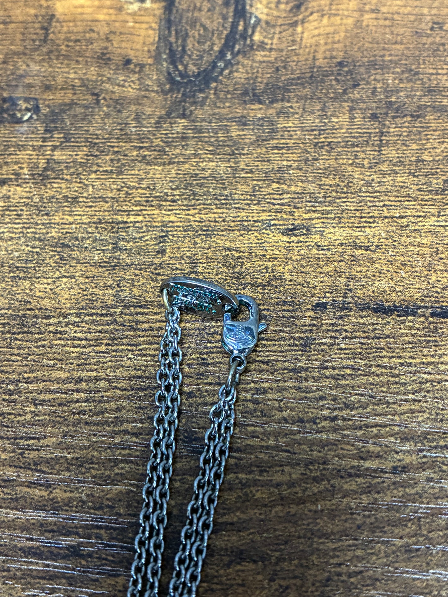 OS - Vivienne Westwood Crystal Skull Cross Double Chain Necklace