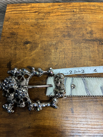 34 - B.B. Simon Acid Wash Tiger Stripe Skull Pile Belt