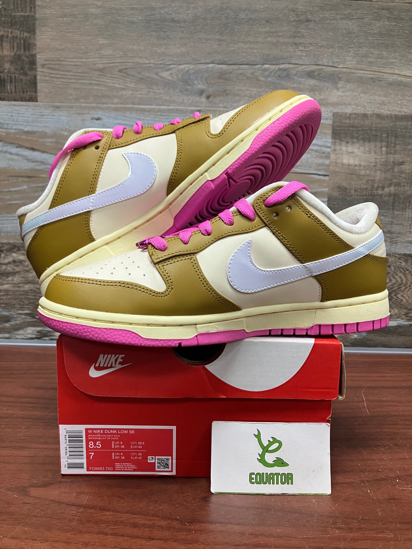 Nike Dunk Low SE Just Do It Bronzine Pink Size 8.5W/7M