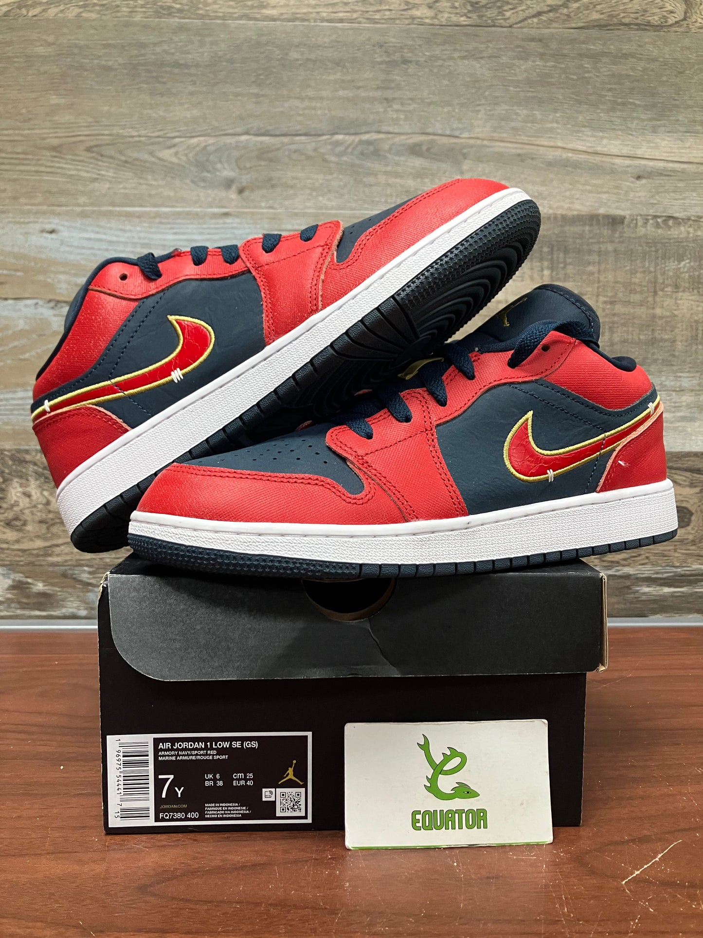 Jordan 1 Low Armory Navy Sport Red GS Size 7Y