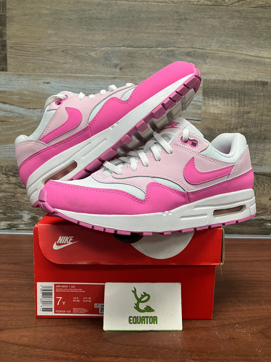 Nike Air Max 1 White Pink Foam GS Size 7Y