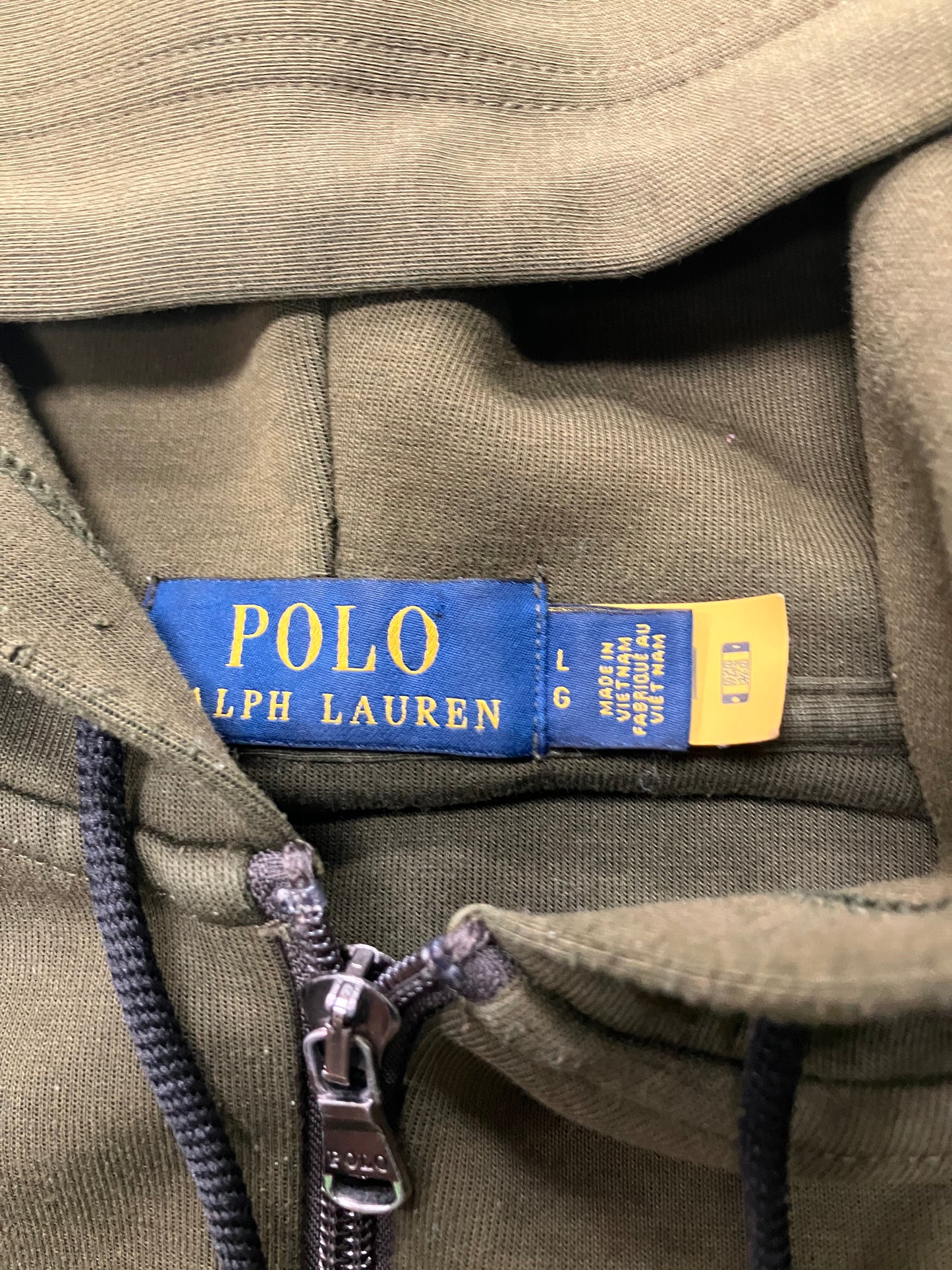 Polo Ralph Lauren Olive Green Zip-Up Hoodie Size L