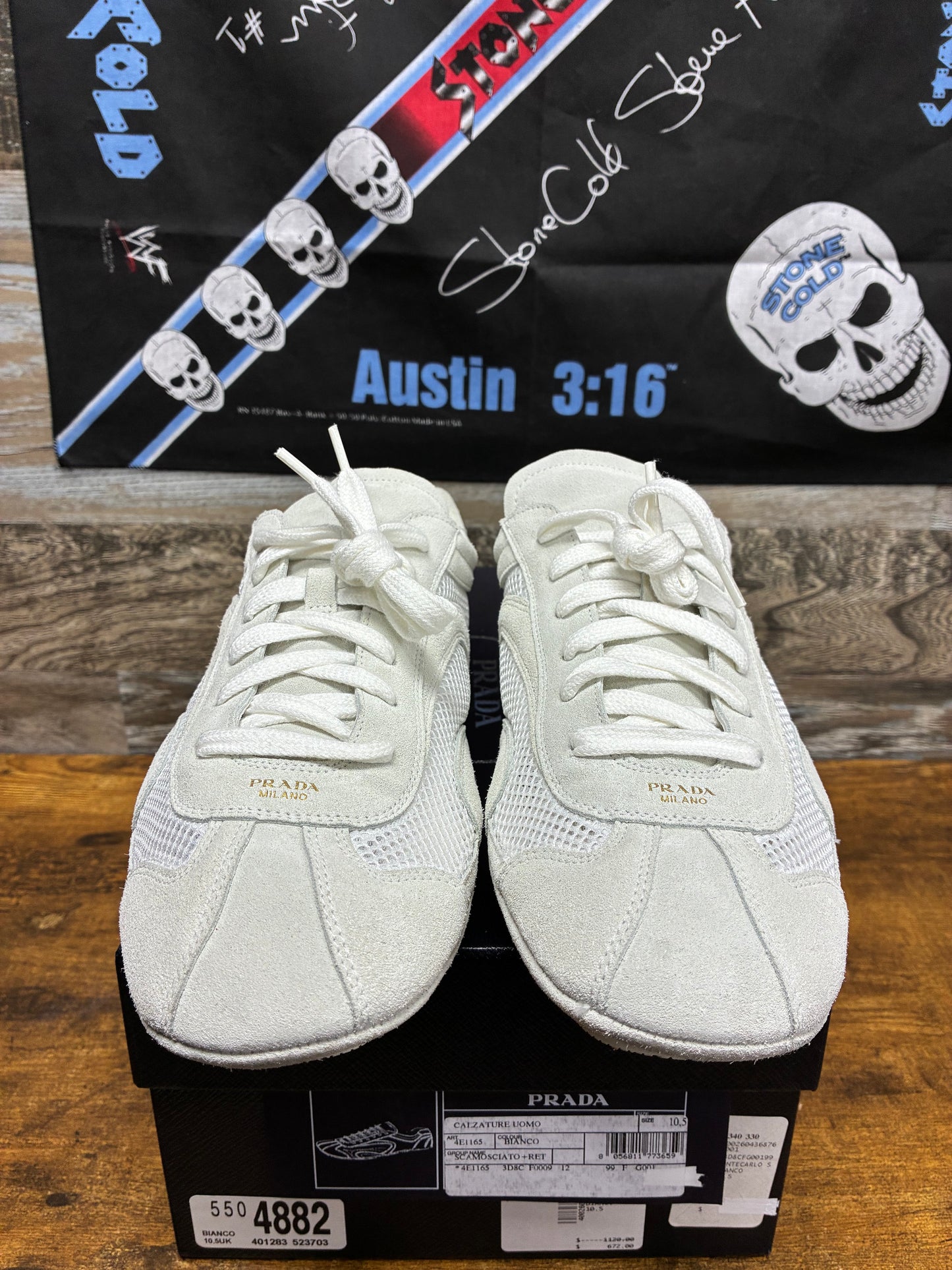 10.5 - Prada Montecarlo Re-Edition 2005 White Suede/Mesh Sneaker