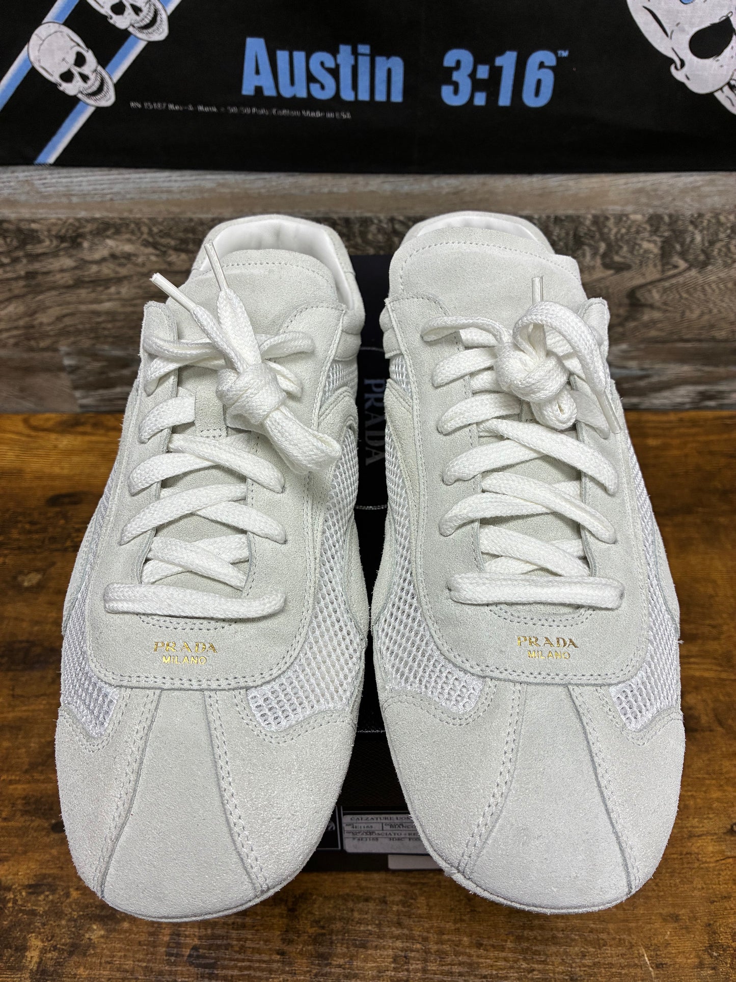10.5 - Prada Montecarlo Re-Edition 2005 White Suede/Mesh Sneaker