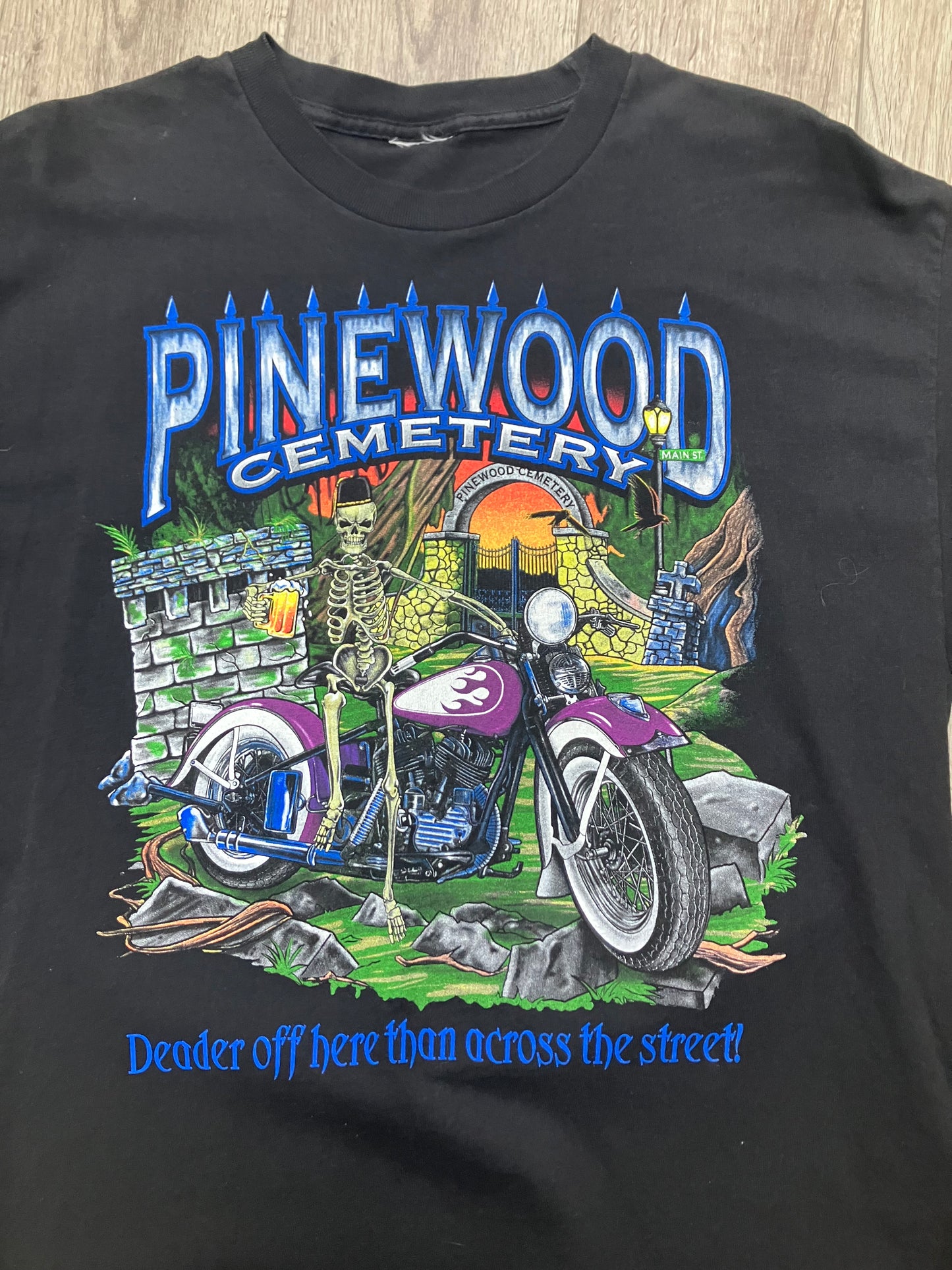 Pinewood Cemetery Biker Tee Size L