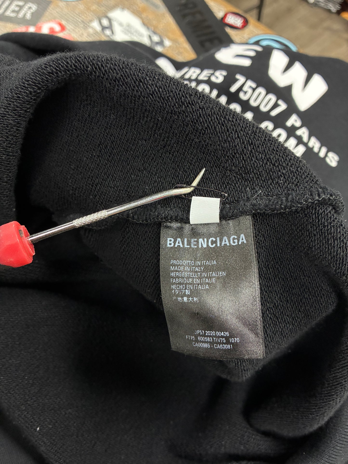 XL - Balenciaga Crew Black Pullover Hoodie