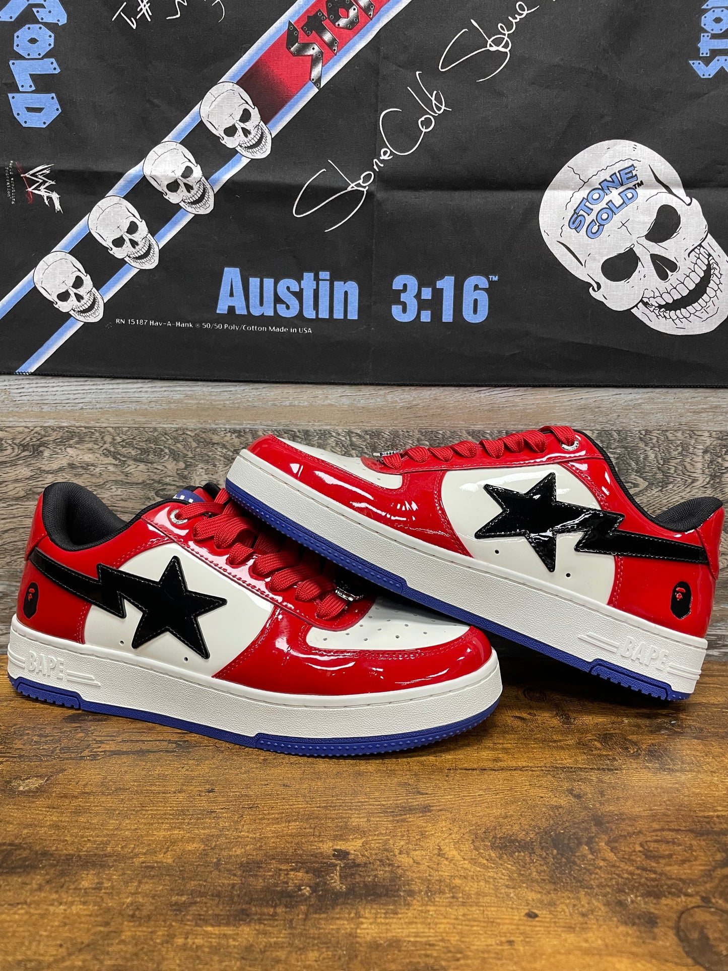 11-a bathing ape bapesta #1 red/white