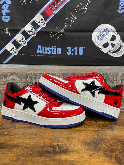 11-a bathing ape bapesta #1 red/white