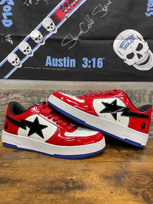 11-a bathing ape bapesta #1 red/white