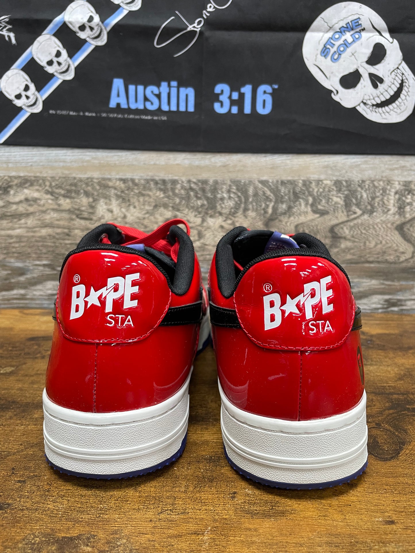 11-a bathing ape bapesta #1 red/white