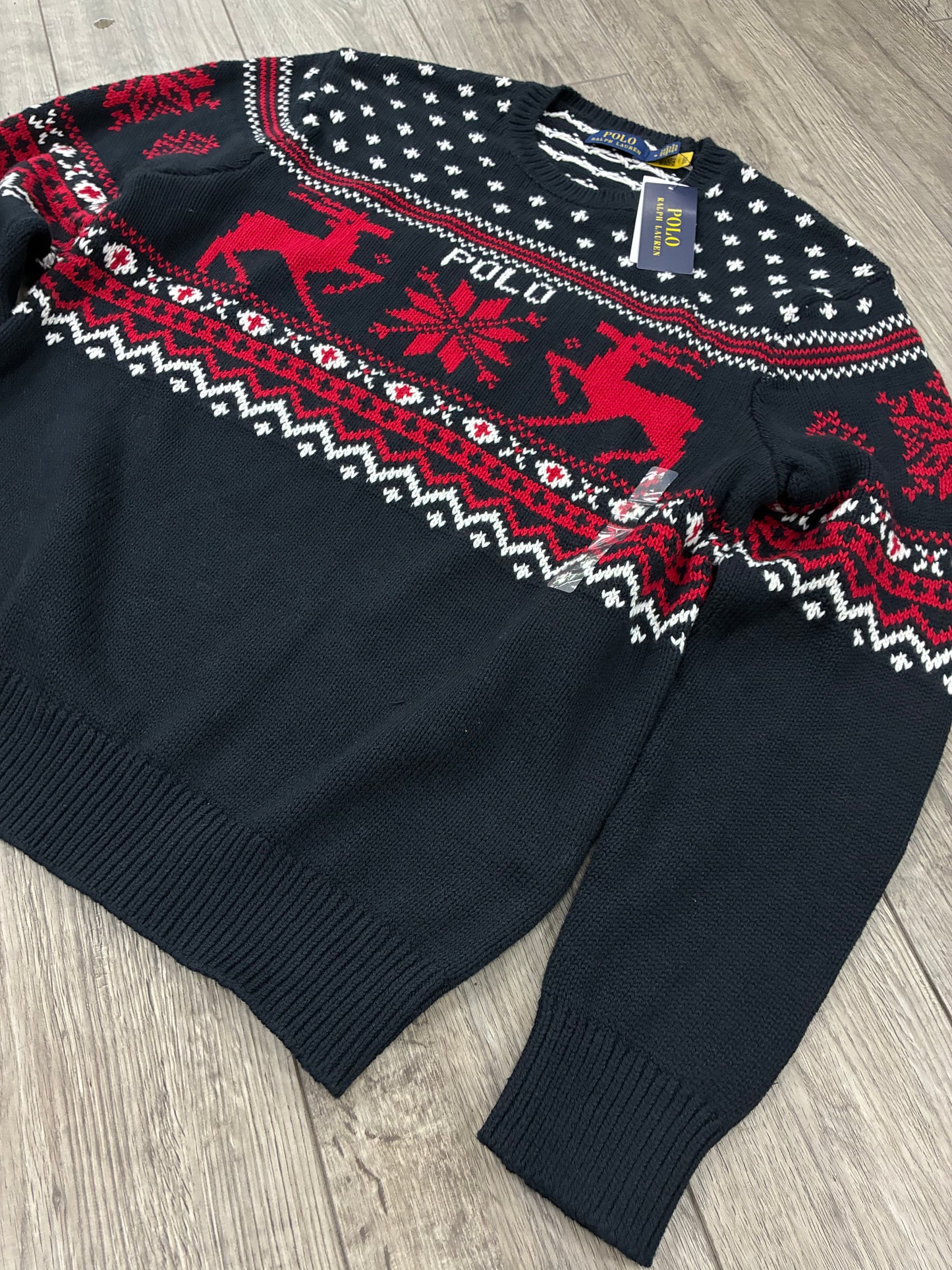 M - Polo Ralph Lauren Reindeer Snowflake Cashmere-Blend Sweater