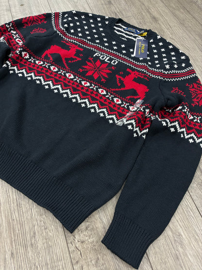 M - Polo Ralph Lauren Reindeer Snowflake Cashmere-Blend Sweater